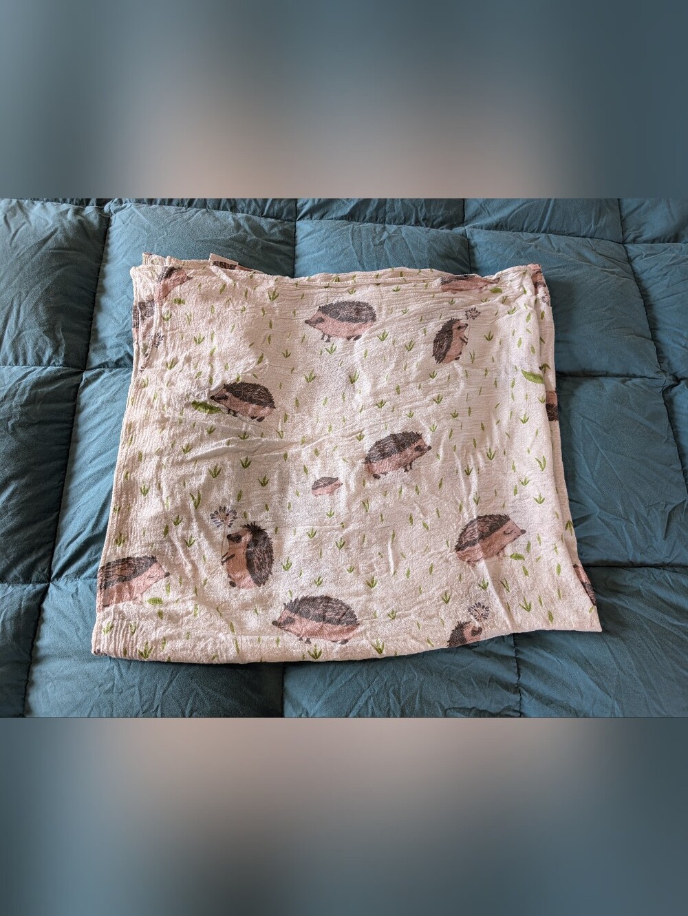 Little Unicorn Hedgehog Muslin Baby Blanket